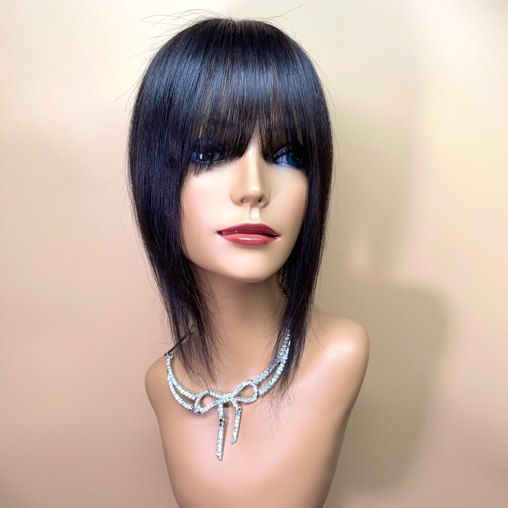 12”100% Human Hair Topper Toupee Clip-In Lace Base